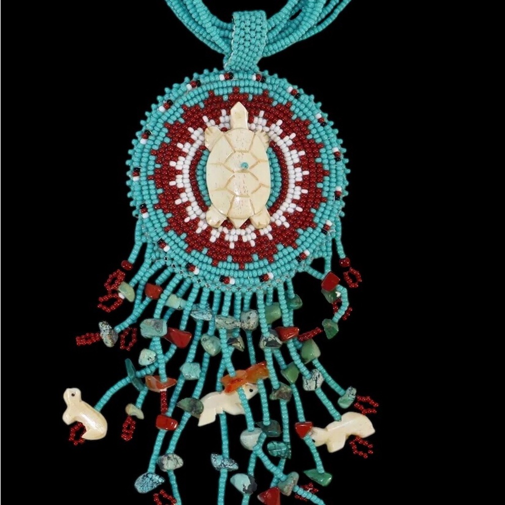 Rena Charles Navajo Beaded Necklace with Sterling findings